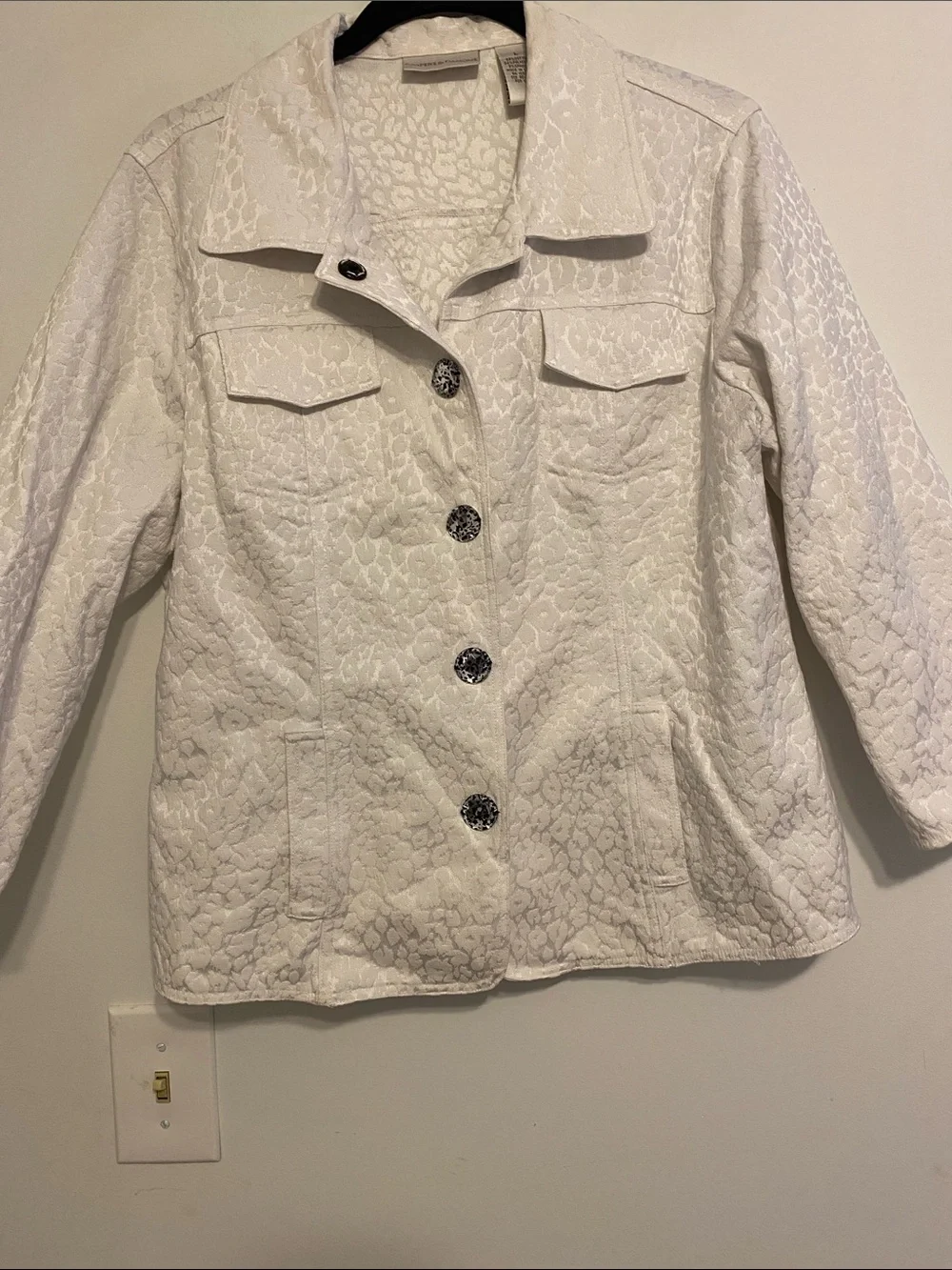 White Quilted Snap-Front Jacket